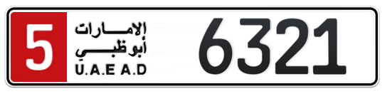 5 6321 - Plate numbers for sale in Abu Dhabi