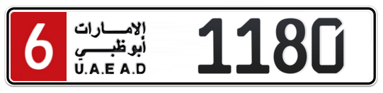 6 1180 - Plate numbers for sale in Abu Dhabi