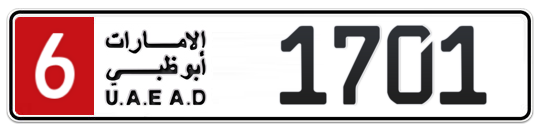 6 1701 - Plate numbers for sale in Abu Dhabi