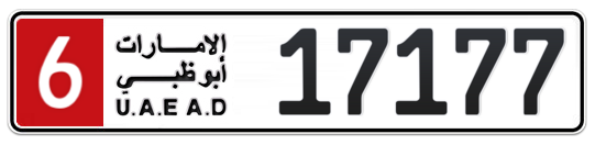 6 17177 - Plate numbers for sale in Abu Dhabi