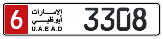 6 3308 - Plate numbers for sale in Abu Dhabi