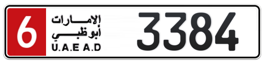 6 3384 - Plate numbers for sale in Abu Dhabi