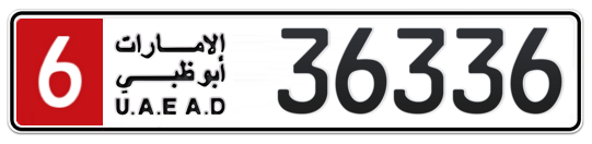 6 36336 - Plate numbers for sale in Abu Dhabi