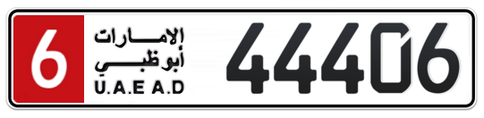 6 44406 - Plate numbers for sale in Abu Dhabi