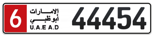 6 44454 - Plate numbers for sale in Abu Dhabi