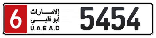 6 5454 - Plate numbers for sale in Abu Dhabi