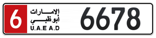 6 6678 - Plate numbers for sale in Abu Dhabi