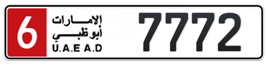 6 7772 - Plate numbers for sale in Abu Dhabi