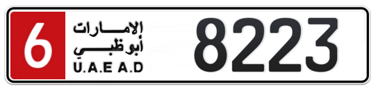 6 8223 - Plate numbers for sale in Abu Dhabi