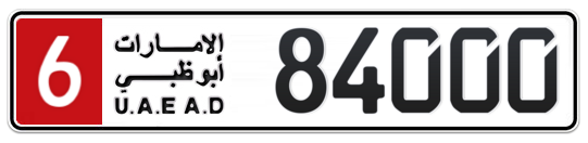 Abu Dhabi Plate number 6 84000 for sale on Numbers.ae
