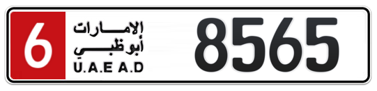 6 8565 - Plate numbers for sale in Abu Dhabi