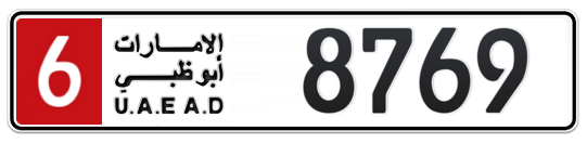 6 8769 - Plate numbers for sale in Abu Dhabi