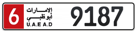 6 9187 - Plate numbers for sale in Abu Dhabi