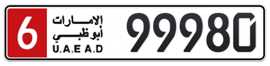 6 99980 - Plate numbers for sale in Abu Dhabi