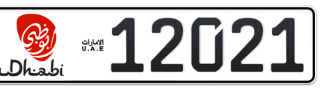 Abu Dhabi Plate number  * 12021 for sale - Short layout, Dubai logo, Сlose view