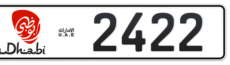 Abu Dhabi Plate number 1 2422 for sale - Short layout, Dubai logo, Сlose view