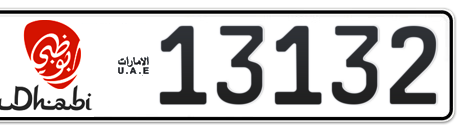 Abu Dhabi Plate number 13 13132 for sale - Short layout, Dubai logo, Сlose view