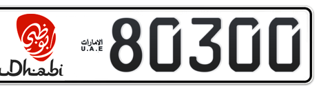 Abu Dhabi Plate number 13 80300 for sale - Short layout, Dubai logo, Сlose view