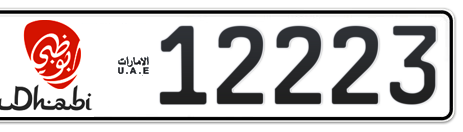 Abu Dhabi Plate number 14 12223 for sale - Short layout, Dubai logo, Сlose view