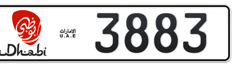 Abu Dhabi Plate number 16 3883 for sale - Short layout, Dubai logo, Сlose view