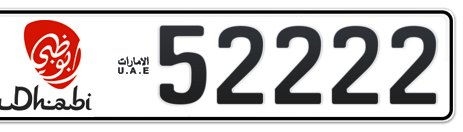 Abu Dhabi Plate number 2 52222 for sale - Short layout, Dubai logo, Сlose view