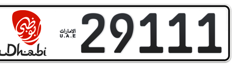 Abu Dhabi Plate number  * 29111 for sale - Short layout, Dubai logo, Сlose view