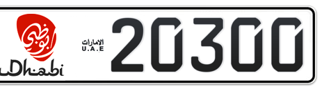 Abu Dhabi Plate number 50 20300 for sale - Short layout, Dubai logo, Сlose view