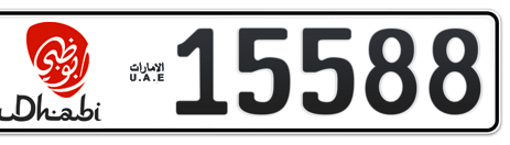 Abu Dhabi Plate number 5 15588 for sale - Short layout, Dubai logo, Сlose view
