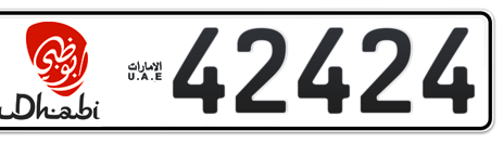 Abu Dhabi Plate number 5 42424 for sale - Short layout, Dubai logo, Сlose view
