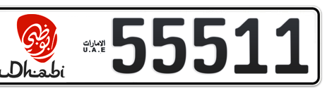 Abu Dhabi Plate number 5 55511 for sale - Short layout, Dubai logo, Сlose view
