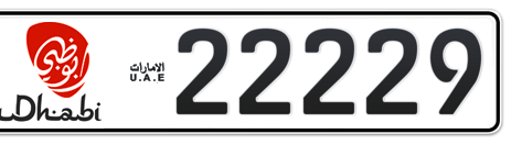 Abu Dhabi Plate number 6 22229 for sale - Short layout, Dubai logo, Сlose view