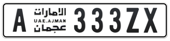 A 333ZX - Plate numbers for sale in Ajman