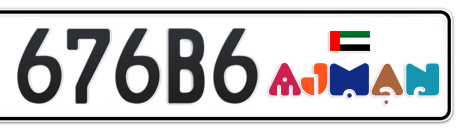 Ajman Plate number A 676B6 for sale - Short layout, Dubai logo, Сlose view