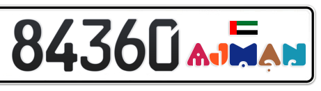 Ajman Plate number A 84360 for sale - Short layout, Dubai logo, Сlose view