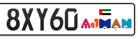 Ajman Plate number A 8XY60 for sale - Short layout, Dubai logo, Сlose view