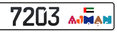Ajman Plate number C 7203 for sale - Short layout, Dubai logo, Сlose view