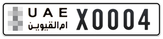  * X0004 - Plate numbers for sale in Umm Al Quwain