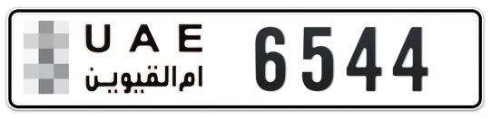 * 6544 - Plate numbers for sale in Umm Al Quwain